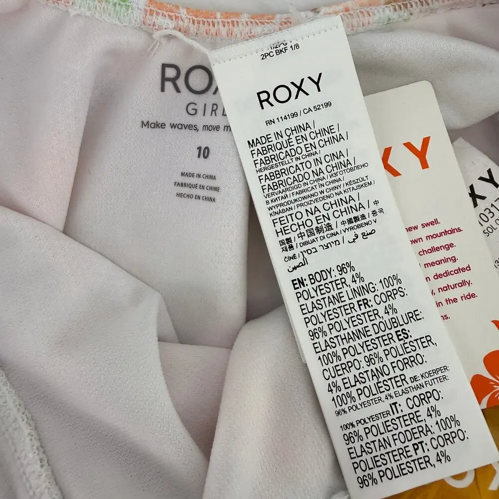 Roxy Girl All About Sol Retro Mod One Piece Swimsuit Size 10 Floral Print Cutout